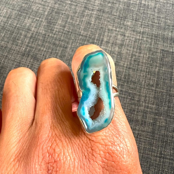 Sterling silver agate ring-size 8 - Picture 5 of 5